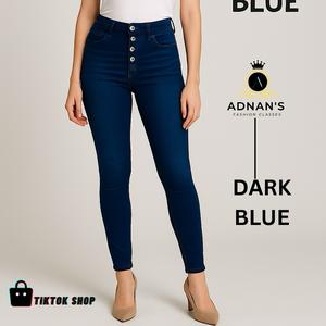Seluar ‘4 Button Skinny’ Wanita – Potongan Langsing & Pinggang Tinggi (Saiz 26-40). Jeans Stretchable.