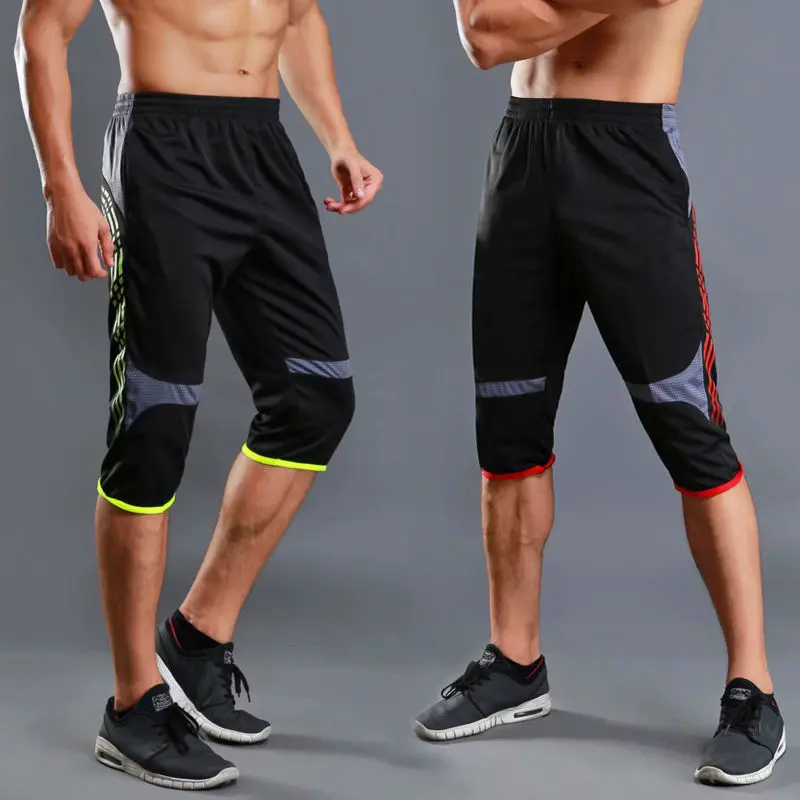 Sports shorts, three-quarter pants for men, summer, thin, loose, fitness running, cycling training, quick-drying, breathable, mid-length pants