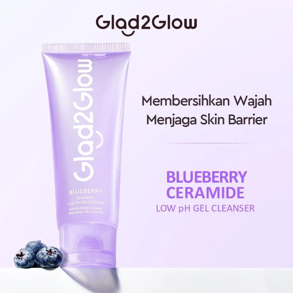 GLAD2GLOW Blueberry Ceramide Sabun Cuci Muka Facial Wash Acne Prone Skin Memperbaiki Skin Barrier Wajah