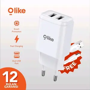 Olike Pengisi Daya Cepat Dual USB Port dengan Smart Protectio.
