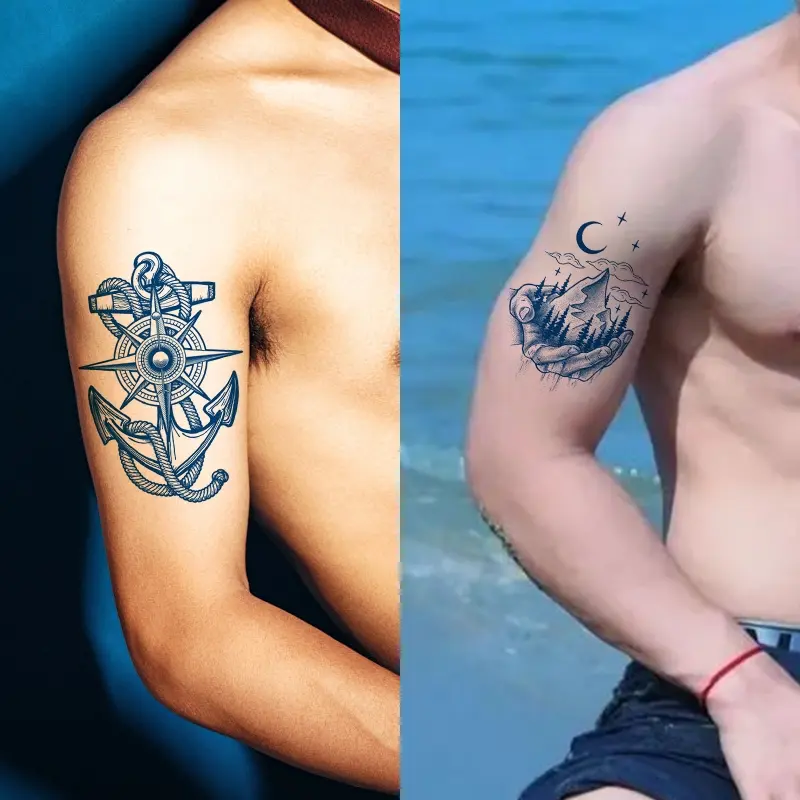 Tato Temporer Jus Tato Patch Semi Permanen Selama 15 Hari Stiker Tahan Air Stiker Tato Herbal Tato Temporer Kering Temporary tattoo halal Tubuh Waterproof Hitam Punggung Punggung Hitam 3