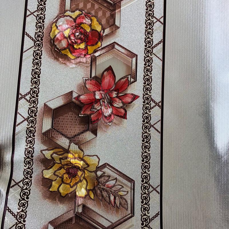 Taplak meja gaya kontemporer kualitas tinggi hot stamping waterproof pvc taplak meja 3d heksagonal dan pola bunga 4