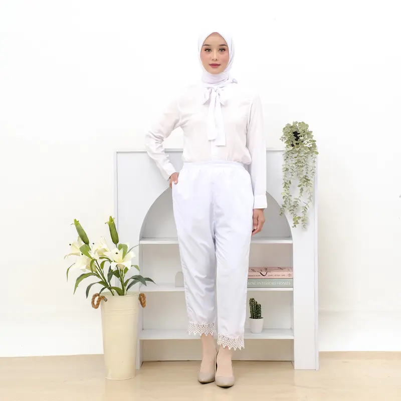 Celana panjang Ihram renda Polos Wanita Bahan Katun Perlengkapan Haji Dan Umroh Muslim 6