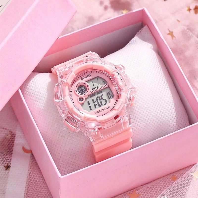 Đồng hồ kỹ thuật số hoạt hình dễ thương dành cho trẻ em và học sinh, có báo thức, lịch, đèn dạ quang và khả năng chống nước 30M