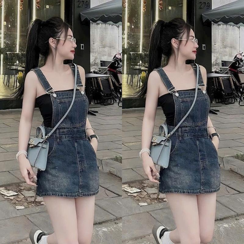 SET YẾM NỮ JEAN  2 DÂY [KÈM ÁO TRONG] FROM VÁY NGẮN CHỮ A CÁ TÍNH TRẺ TRUNG NĂNG ĐỘNG PHÙ HỢP CHO CÁC NÀNG ĐI CHƠI ĐI DU LỊCH ĐỀU XINH XẮN ĐÁNG YÊU.women top