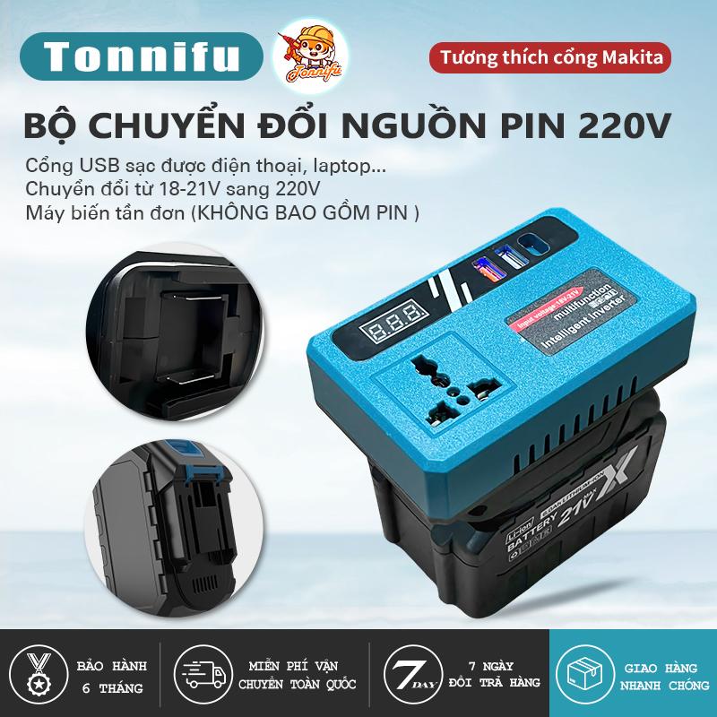  Đế Chuyển Nguồn Từ Pin 18V-21V Lên 220V – Dùng Cho Quạt Đèn Sạc – Tương Thích Pin M21 4cm – 3 USB + 1 Ổ Cắm 