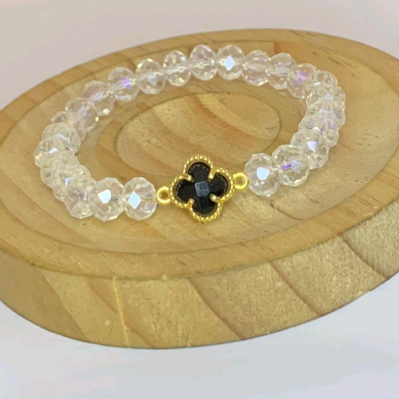 Gelang Kristal Ceko Clover Hitam - Gelang Tangan wanita - Bracelets 3