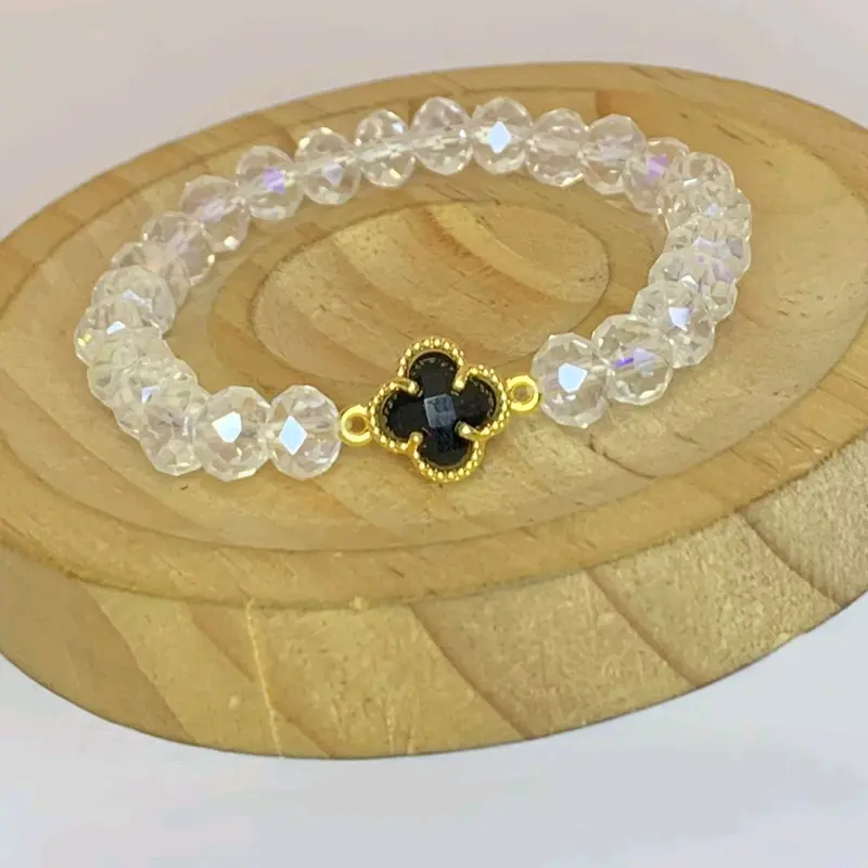 Gelang Kristal Ceko Clover Hitam - Gelang Tangan wanita - Bracelets 3