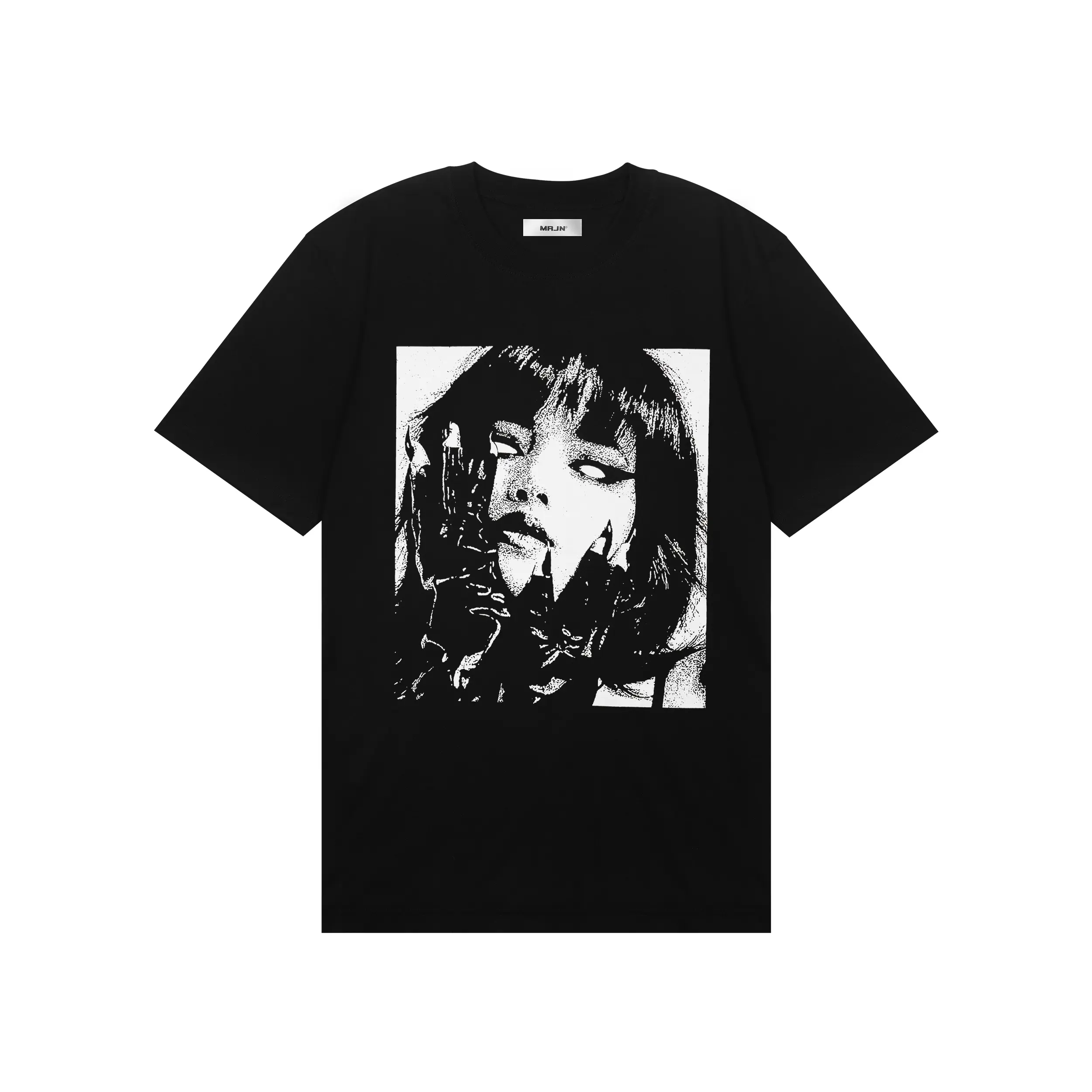 MRJN - Black T-shirt Sinister kaos  hitam  Combed Lokal