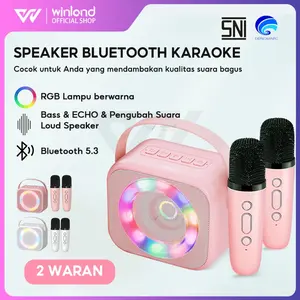 Winland Speaker Bluetooth  Karaoke 2 MIC Super Bass Keluarga Mini (SNI) - Jam, Wireless