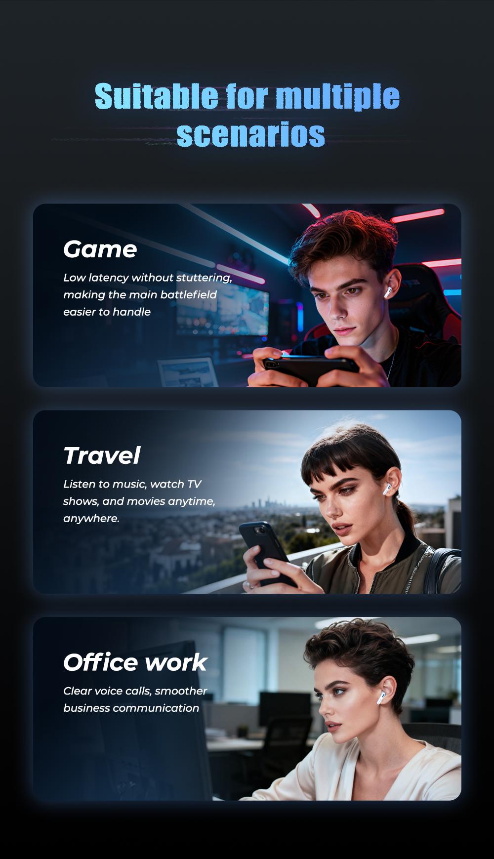 HTC NE49 AI Translation Earbuds Bluetooth 6.0 Gaming Headphones Real Time Translation in 134 Languages 35 Hours Long Battery Life HiFi Sound Quality IPX5 Waterproof Sports Travel Entertainment Music