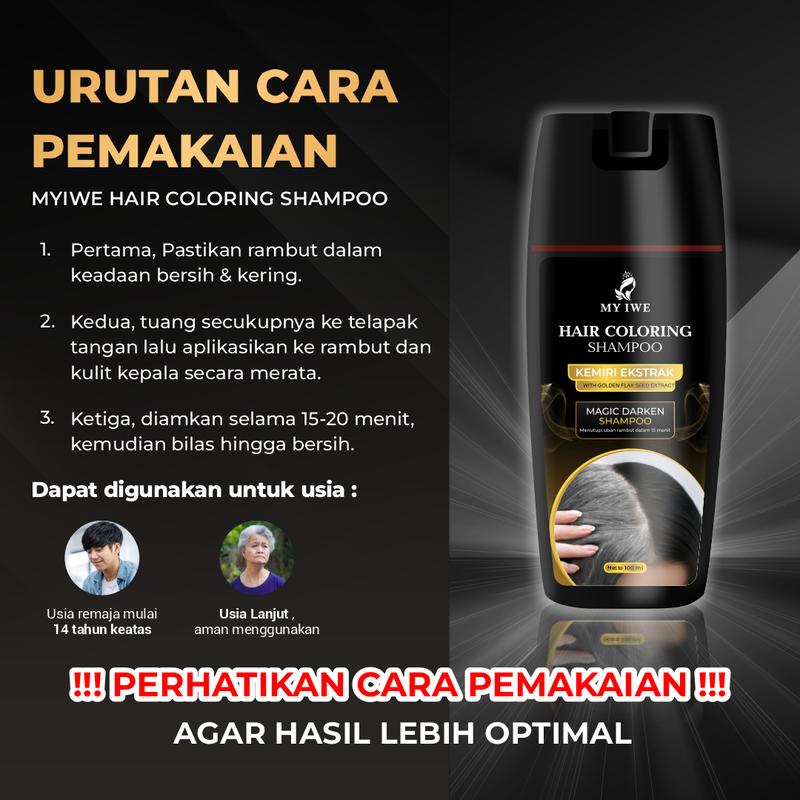 Shampoo Penghitam Rambut Putih Penghilang uban MY IWE HAIR Coloring Itam Black Myiwe Shampo Untuk Mewarnai Berkilau Penghilang Beruban Sampo Untuk Berwarna Hitam Ampuh Alami Permanen Pria Wanita Kakek Nenek Instant Cepat Menghitamkan 4