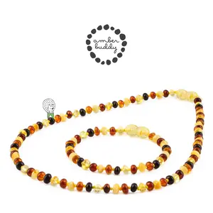 Amber Buddy | XR53M1 Kalung & Gelang Amber Dewasa Multicolour Yellow Glossy - 42cm & 18cm.