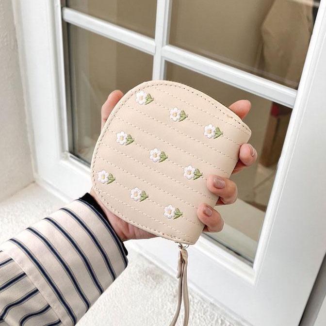 Ví Đựng Tiền Xu Đa Năng Cho Nữ, Ví Hàn Quốc, Dễ Thương, Có Khóa Kéo, Hoa