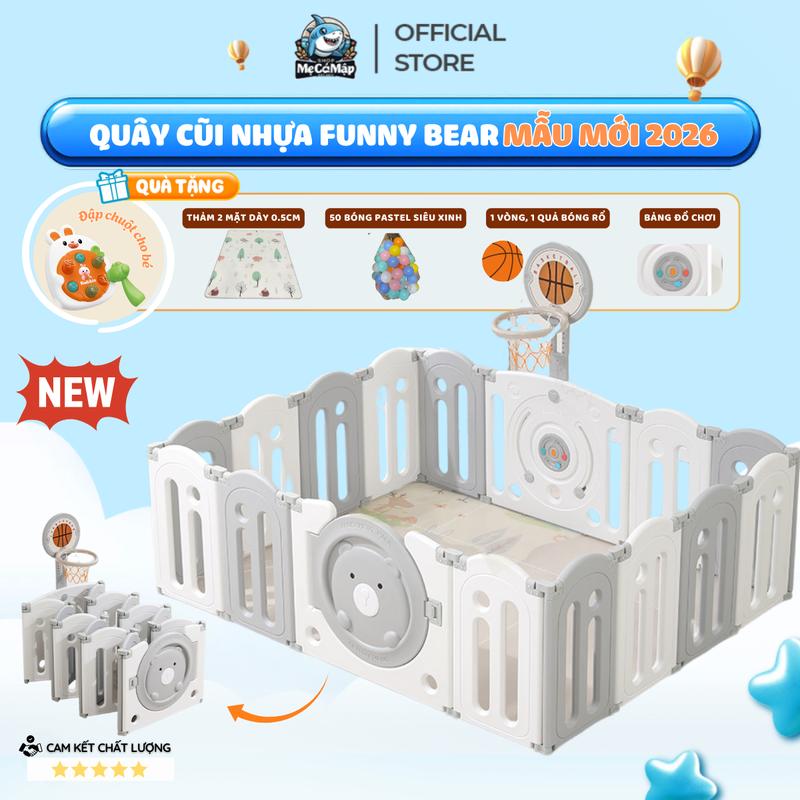   ĐA KHO  Quây Cũi Nhựa Funny Bear Quây Cũi Nhựa Gấp Gọn Thiết Kế Họa Tiết Ngộ Nghĩnh Đáng Yêu Cho Bé QN04 