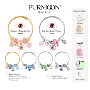Purmoon Guardian Charm Bracelet – Handmade Lucky Bangles for Women |   Adjustable Protection Accessories Gift BJ3 BJ4 evil eye chain necklace men meteor pendant donkiss photo locket thanos pill medusa bff elephant naruto khabalah symmetry lab pretzel
