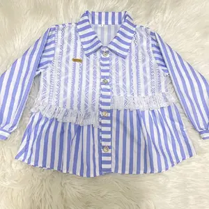 ATASAN ANAK/BLOUSE ANAK/KEMEJA ANAK PEREMPUAN MOTIF SALUR USIA 3 TAHUN - 12 TAHUN