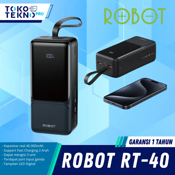 Robot RT40 / RT-40 Powerbank 40.000mAh Fast Charging