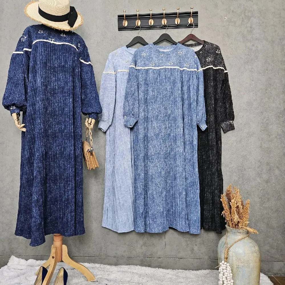 Dress Plisket Baby Tery | Dress Kaos Pita | Dress Knit Plisket | Dress Nyaman | Dress Wanita