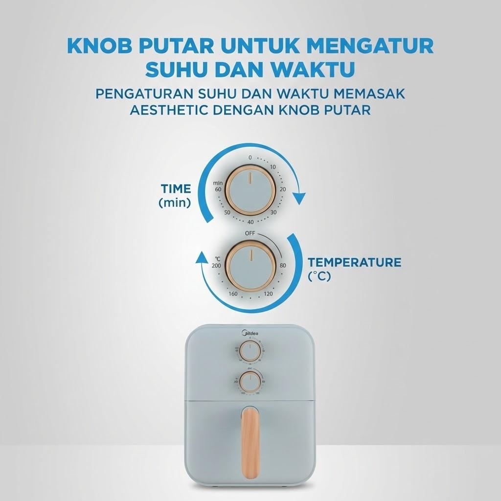【Promo Ramadan】Midea Air Fryer 650W Hemat Energi Kapasitas Besar 4L Menggoreng Sehat Tanpa Minyak Kontrol Layar LED Timer Aman GARANSI 1 TAHUN