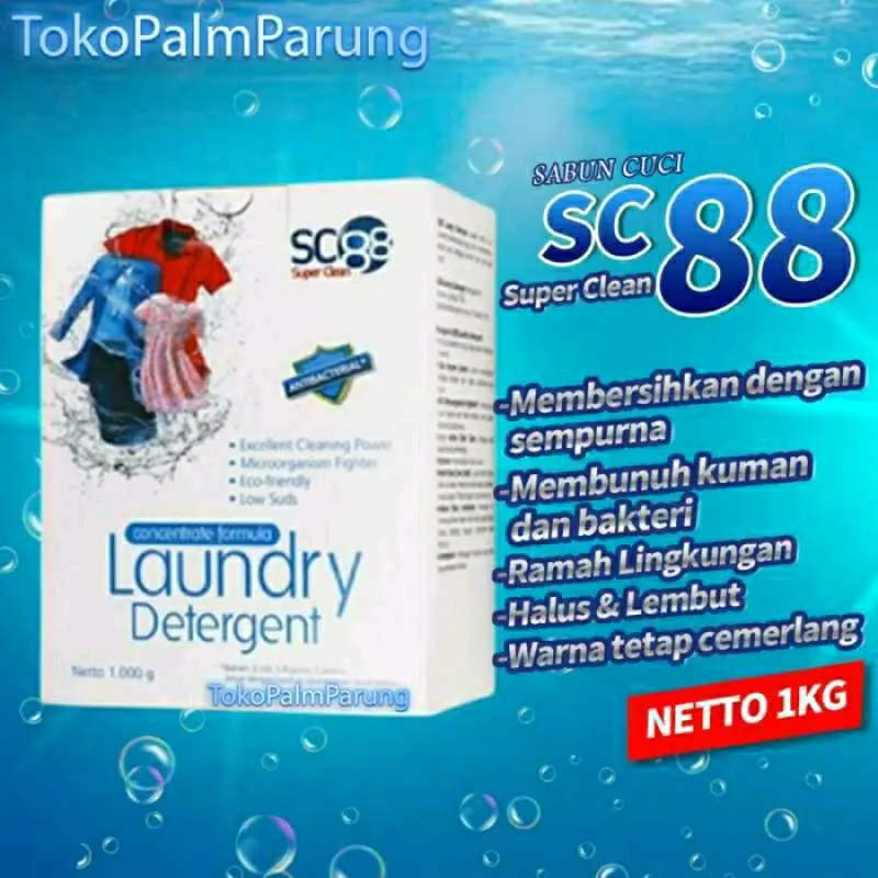 CNI Sc88 Detergent Sabun Cair dan Bubuk Pakaian Pemutih dan Penghilang Noda (1kg/800ml) Cuci Laundry Liquid Deterjen 7