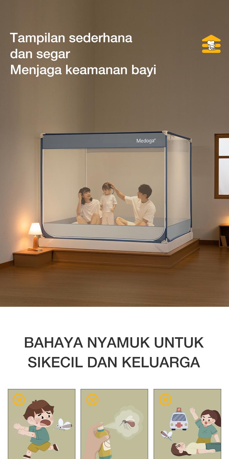 Product Introduction of Kelambu Medoga PDD Anti Jatuh Anti Nyamuk Jaring Tahan Lama Tebal Kelambu Kasur Anak Dewasa Jumbo 1