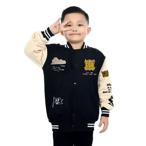 Jaket Varsity Anak Usia 2 - 15 Tahun Teks Full Bordir Jaket Baseball Anak Bordir Terbaru Fleece Keren Panjang Logo Bordir Nyaman Tebal