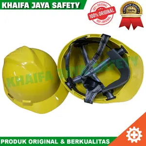 Helm safety proyek murah warna kuning lengkap dengan inner staz on dan tali dagu safety helmet