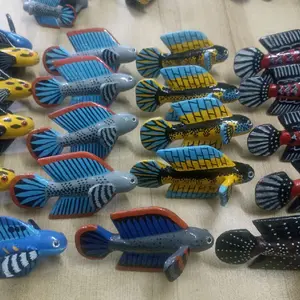 patung channa miniatur aquarium full kayu