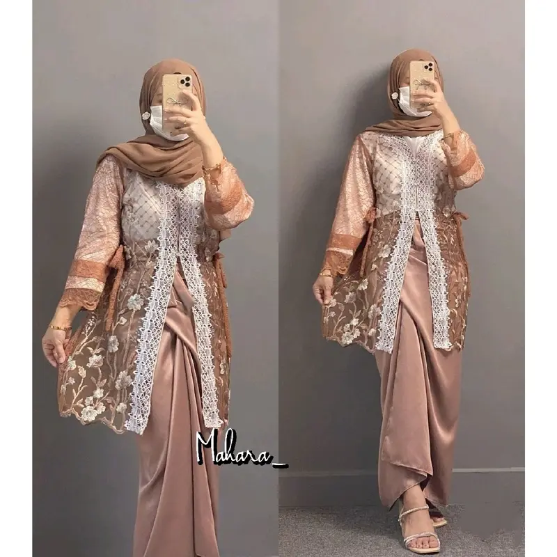 Debatik - Oneset lilia garden setelan outer kebaya brukat premium set inner bawahan polosan maxmara Dress Atasan Wanita Baju Kondangan Pesta Tunik Panjang Katun Dewasa Remaja Wisuda Mewah Motif Muslim Formal Nyaman 1