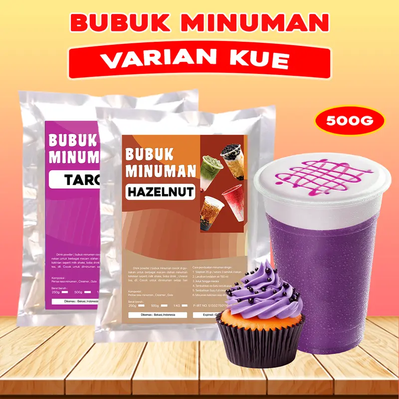BUBUK MINUMAN RASA 500G / SERBUK MINUMAN RASA KUE / BUBUK MINUMAN KEKINIAN / BUBUK MINUMAN PREMIUM 0