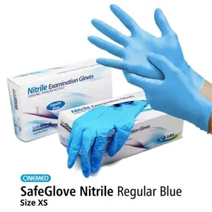 ONEMED SafeGlove Sarung Tangan Nitrile Reguler Blue Box 100pcs Size XS Non Latex Non Alergi Nyaman Untuk Pemeriksaan Medis Cleaning