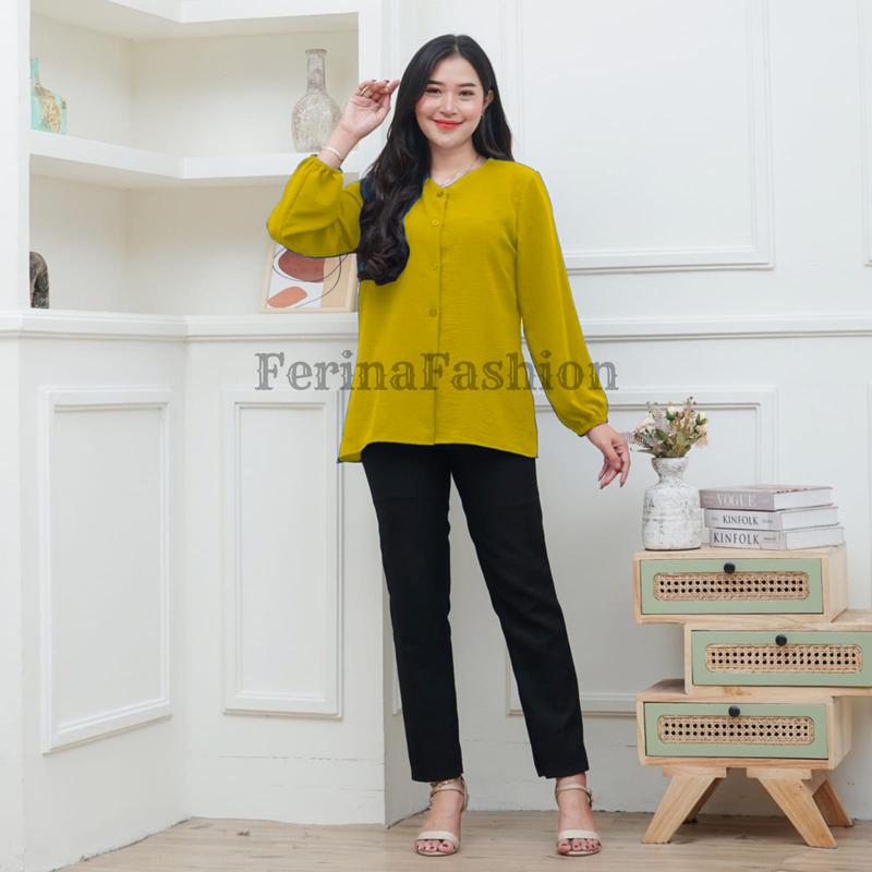Bilenza Blouse Atasan Wanita Polos Bahan Crinkle Premium 3