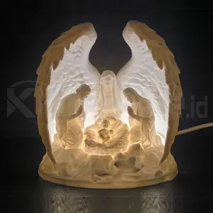 Patung Christmas Jesus Born in Angel Natal Kelahiran Yesus Lampu Hiasan Meja Lilin Candle Tea Light