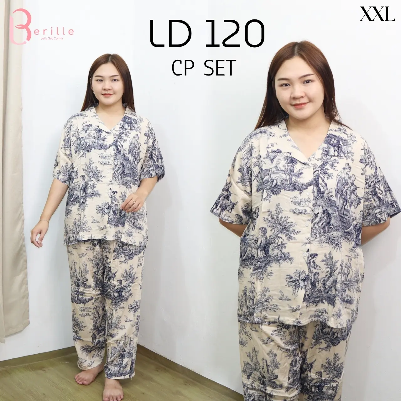 Berille Piyama Set Celana Panjang Rayon Premium Jumbo Motif LD 120cm