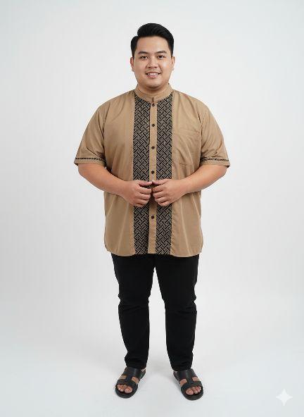 Big Size Jumbo Baju Koko Pria Muslim Dewasa Lengan Pendek Baju Koko Batik Kobata Terbaru