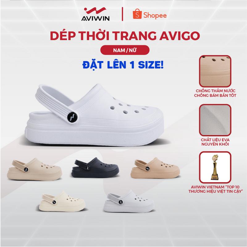 [TĂNG 1 SIZE] Dép Sục Nam, Nữ AVIWIN AVIGO-001 Basic, Chất EVA Siêu Nhẹ, Chống Trơn Trượt Cao 3cm - Bảo hành chính hãng