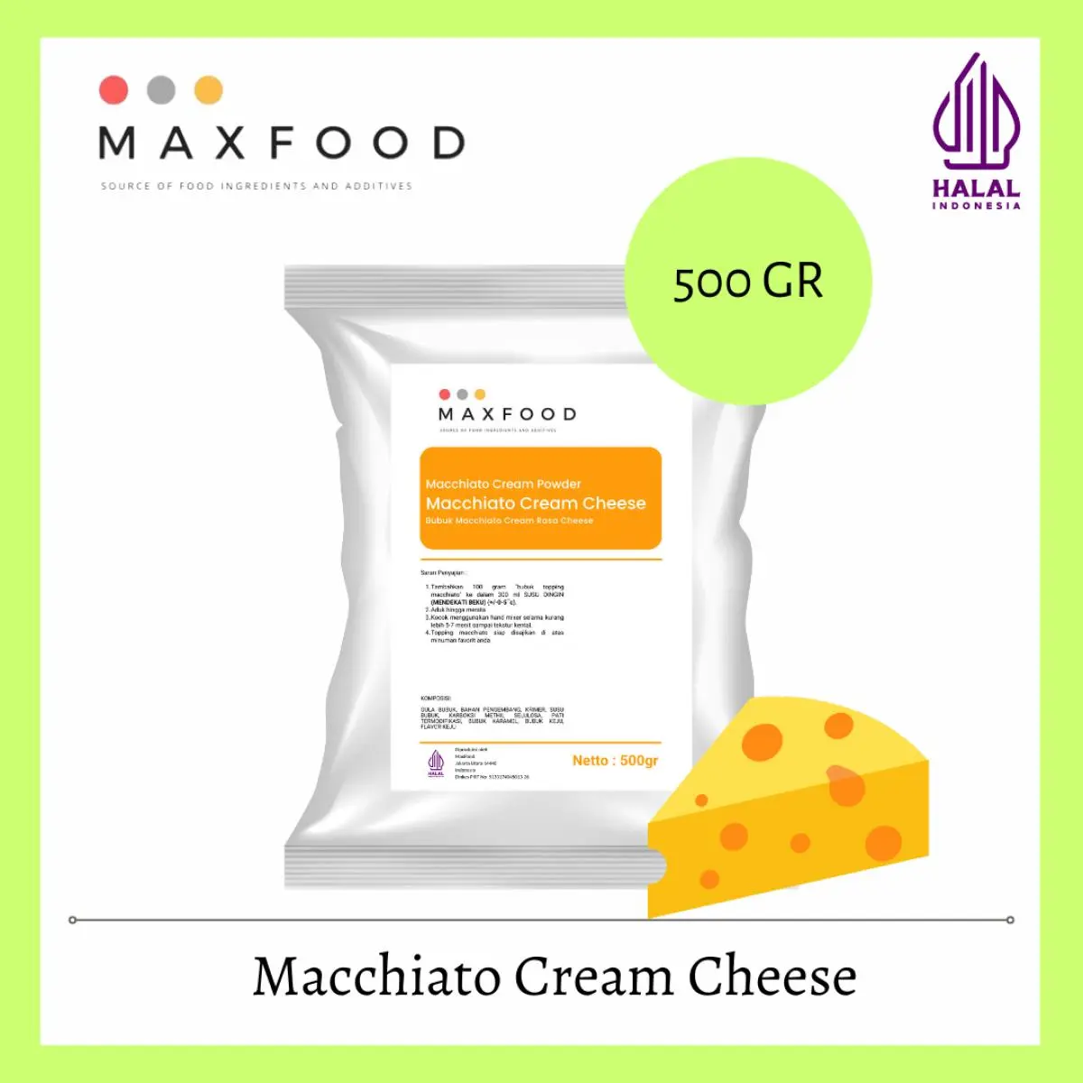 MAXFOOD- Macchiato Cream Cheese Powder / Bubuk Serbuk Macchiato Rasa Keju