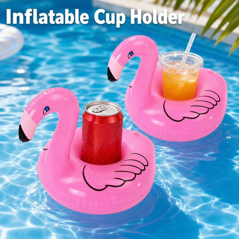 Bộ 2 chiếc đế cốc nổi hình flamingo bằng PVC bơm hơi, dùng cho tiệc hồ bơi