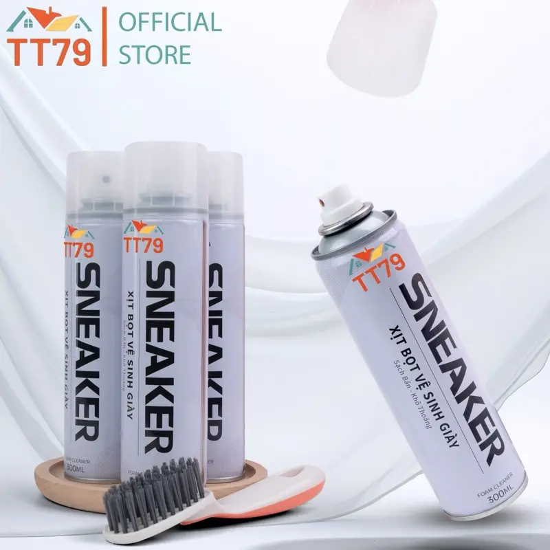 Combo 3 Chai Xịt Tạo Bọt Vệ Sinh Giày Sneaker Cao Cấp Tặng Kèm Bàn Chải Đa Năng - TT79