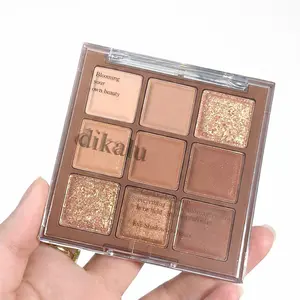 DIKALU Eyeshadow Palette 9 Color Mocha Chocolate Milk Tea Matte Glitter Waterprood Tahan Lama XX012