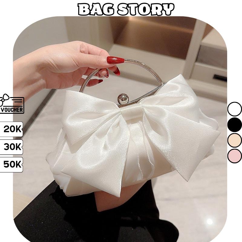Túi xách nữ BAG STORY quai xách phối nơ lớn đi tiệc đi chơi sang chảnh tiểu thư túi đeo chéo đeo vai quảng châu TX-67 Bag