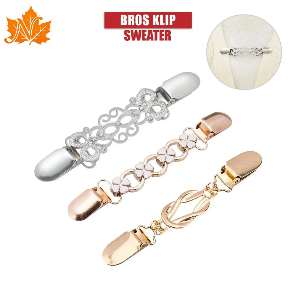 Klip Kardigan Bros Pengait Motif Bunga / Penjepit Jepret Tanpa Dijahit Klip Sweater Karakter Bross Anti Terbuka Noxelia C1462