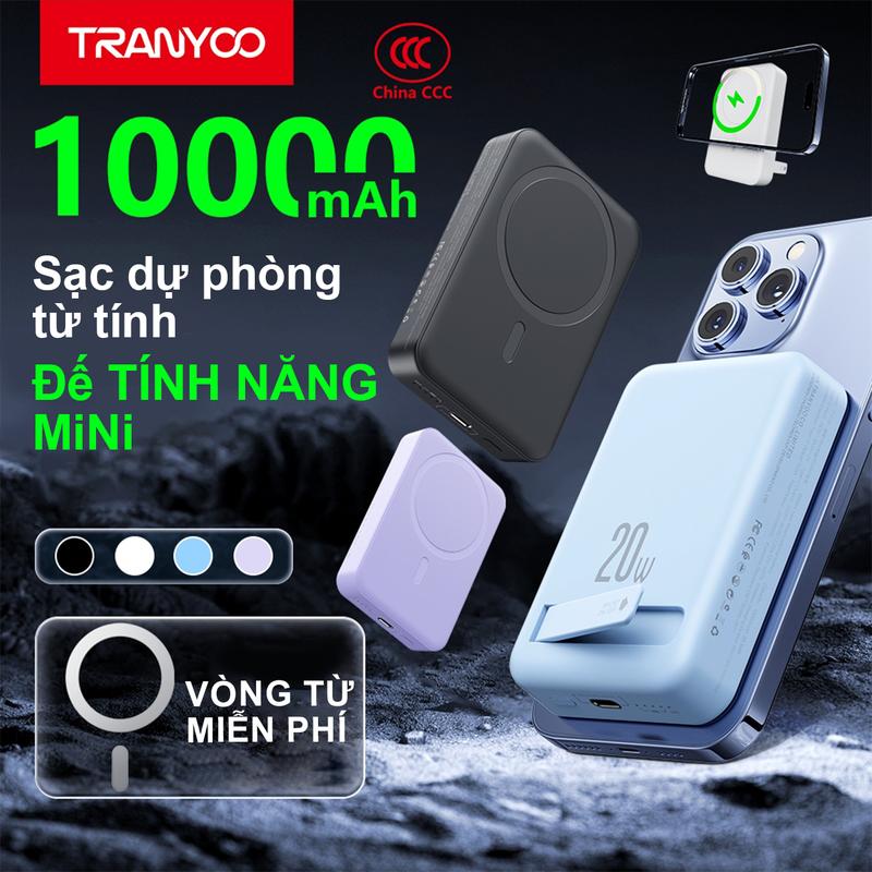 LIVESTREAM Sạc Magsafe 10000mAh Tranyoo F25 PD20W sạc không dây Magsafe iphone Hấp Thụ Từ Tính Có Chân Đế Phụ Kiện Sạc Pin,Thích hợp cho dòng iPhone 12 13 14 15 【Chú ý đến mô tả sản phẩm sạcdựphòng magsafe type c i phone12 type c i phone12
