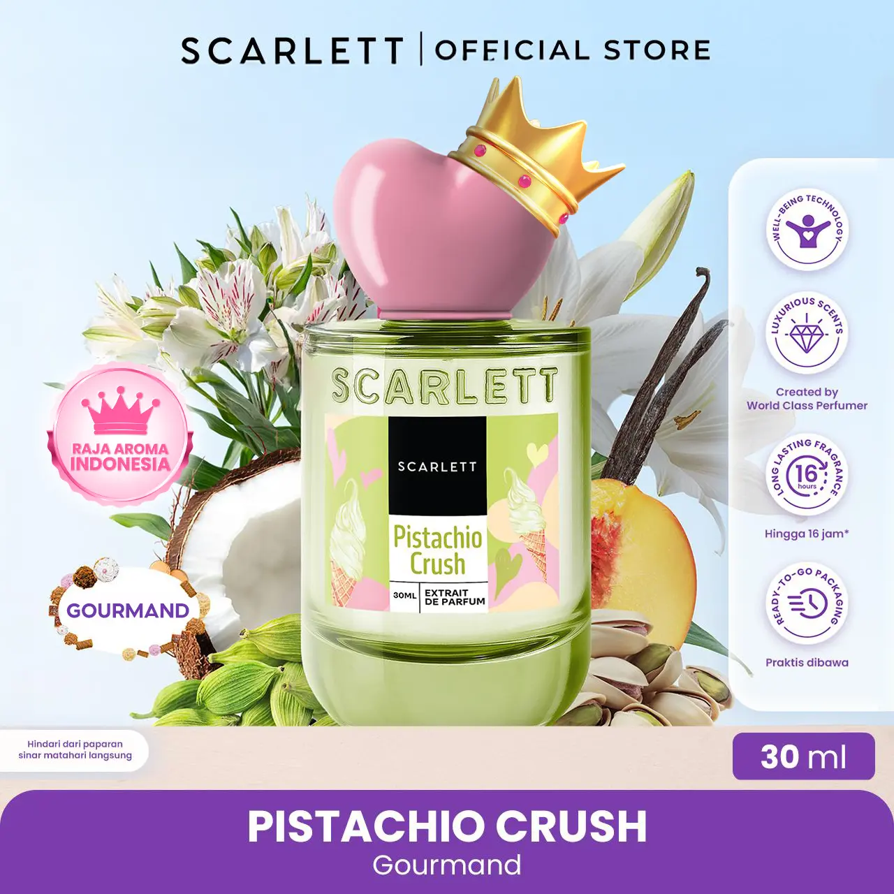 SCARLETT Extrait De Parfum Pistachio Crush 30ml - Wangi Tahan Lama - Unisex - Parfum Wanita - Wangi Mewah