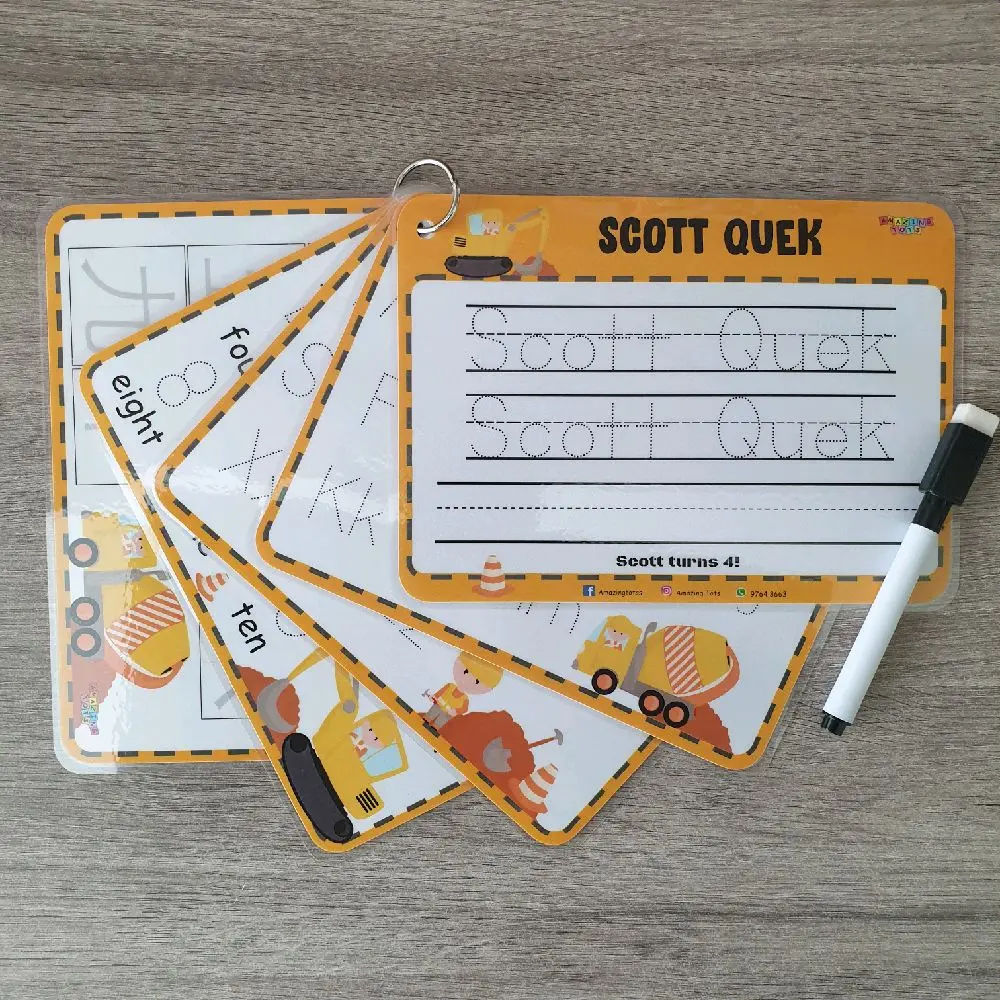 [SG seller] Travel size laminated activity tracing sheets party favours goodie bag - construction theme