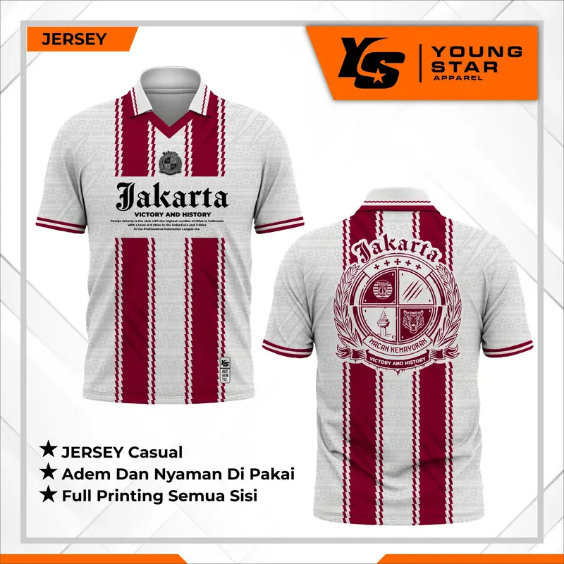 Jersey Custom Vintage Jakarta Dryfit Milano Full Printing Free Nameset Logo Sponsor 0