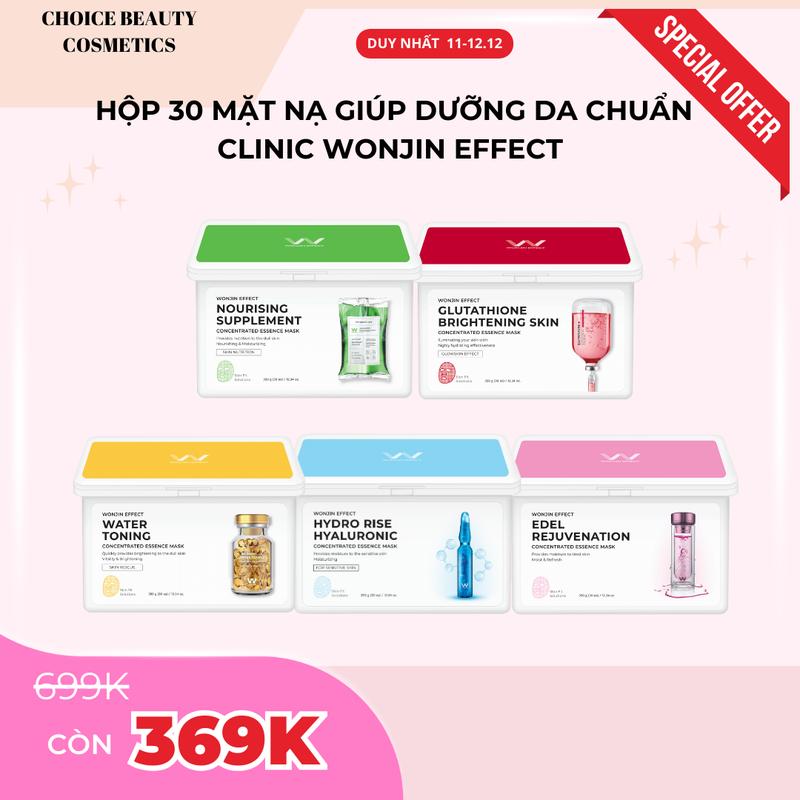   CFV Mần Đẹp  Hộp 30 Mặt Nạ Giúp Dưỡng Da Chuẩn Clinic Mỗi Ngày WonJin Effect Mask 350g  hộp 30 Mask  