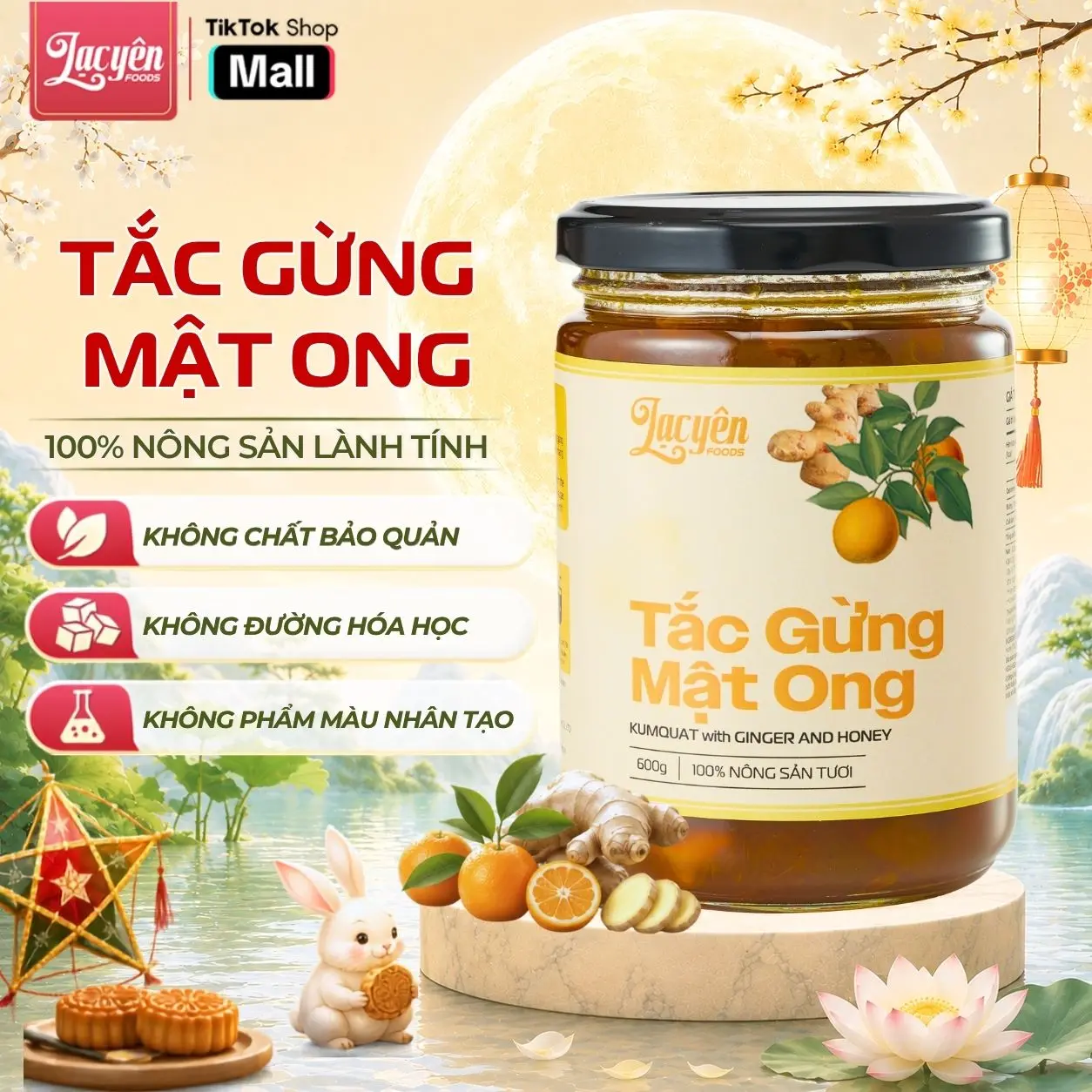 Tắc Gừng Mật Ong Lạc Yên Foods  - Đạt Chứng Nhận ISO 22000, Có Tắc Gừng Tươi Để Ngậm, Vị Chua Chua Ngọt Ngọt, An Toàn Lành Tính Cho Mọi Đối Tượng
