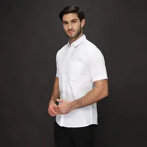 Simple Perfect Baju Kemeja Pria Lengan Pendek Putih Polos 2233 White Pasti Diskon